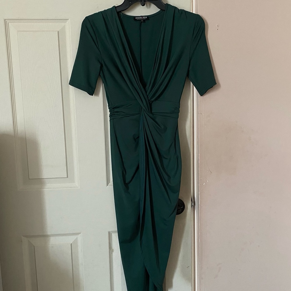 Hunter Green Knot Front Dress